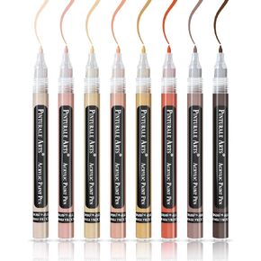 Pinturale Arts® 8 Acrylic Paint Markers Skin Tone Fine Tip 0,7mm | Acrylic Paint Pens Skin Tones For Coloring, Ceramics, Rock Painting, Glass, Wood, Canvas, Metal