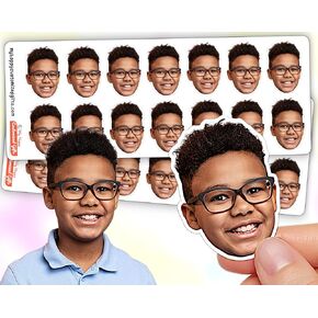 Personalized Face Stickers - Portrait Sheet With Die Cut Decals | Customized Picture | Waterproof | Funny Photo Gift Idea