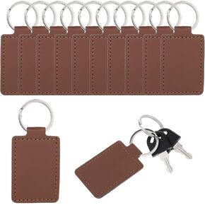 15 Pcs Leather Key Fob Kit Rectangular PU Leather Key Fob Kit Leathers Keychain Blanks Making Keychains Holder with Keychain Rings for Craft Making DIY Craft Leathers Working