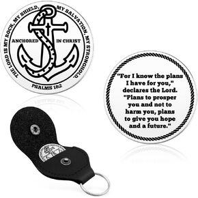 Anchored in Christ Christian Challenge Coin Pocket Hug Token Christian Graduation Gifts Motivational Bible Verse Gifts for Men Women Christmas Birthday Graduation Present Double Sided
