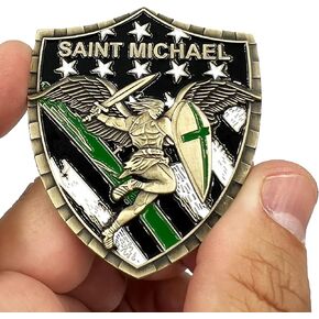GL5-003 عميل دورية الحدود ، القديس مايكل ، Gladiator Shield Thin Green Line Flag Edganize Coin Coin Entern Military Engeran