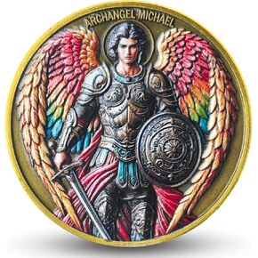 Archangel Michael Challenge Coin – Christian Faith Coin with Psalm 91:10-11, Inspirational Protection Token for Spiritual Support