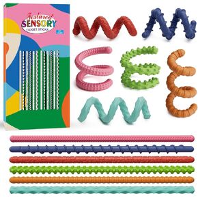Sensory Fidget Toys for Kids Adults,6PCS Flexible Sensory Sticks for Stress Anxiety Autistic ADHD, Calm Down Travel Airplane Essentials Toys, Stuffers for Teens Kids