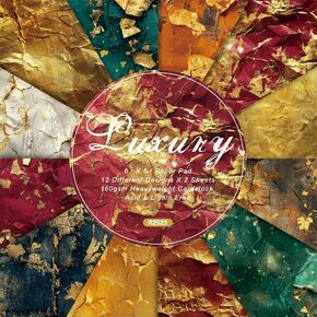 24 Sheets Gold Foil Pattern Pad 6'' x 6'' Gold Foil Scrapbook Paper Pad Texture Single-Sided Decorative Craft Cardstock Paper Pack for DIY Card Making Origami