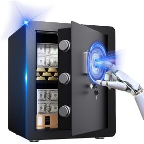 2.3 Cuft Safe Box Fireproof Waterproof for money Fireproof safe for home Biometric Small Money Safes with Removable Shelves for Cash Led Light for Office Hotel Home Use Fire Water Proof Safes