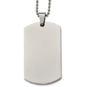 Chisel Stainless Steel Polished Rounded Edge Xlarge 4mm Thick Dog Tag Necklace