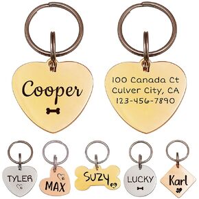 anavia pet id tags ، icon icon name tag tag tag cat ، glossy feth steel lollar collar tag (متوسط ​​، شكل قلب ، فضية)