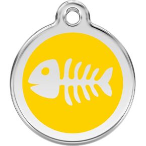 Red Dingo Personalized Fish Bone Pet ID Dog Tag (Medium Dark Blue)