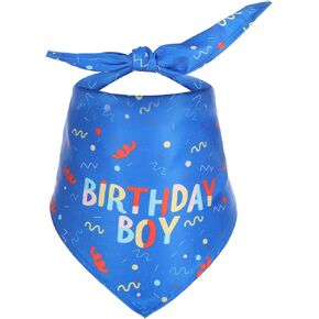 Birthday Boy Dog Bandana, Blue Plaid Pet Bandana Printed Blue and Black Dog Bandanas Pets Soft Cotton Triangle Kerchief Dogs Birthday Supplies for Dogs Pet Accessory for Small Medium Large Pets
