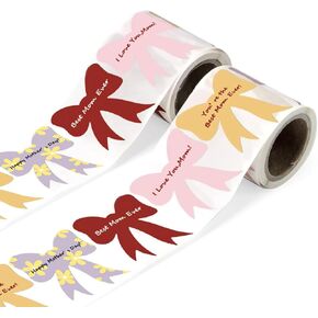 240 Pcs Cute Bow Thank You Stickers Small Business, 2 Rolls of Personalized Stickers Labels, Large Waterproof Self-Adhesive Thank You Sealing for Packaging