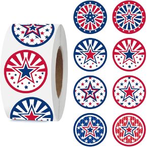 American Flag Star Stickers,500 Pcs 1.5 Inch Patriotic Stickers,for Envelope Card Gifts 4th of July Presidents Veterans Memorial Day