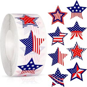 500PCS 4th of July Star Stickers American Flag Envelope Seal Stickers USA Patriotic Label Stickers for Card Candy Bag Gift Wrap Independence Day Party Decoration Favor