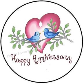 Party Favors Express Happy Anniversary Envelope Seals Labels Stickers 1.5inch Round (30)
