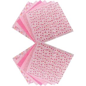 Jwthee 14Pcs Quilting Cotton Fabric Squares Sheets,9.8×9.8inch Flower Cotton Fabric Squares DIY Assorted Squares Pre Cut Bedding Suite Quarters Bundle for Scrapbooking Quilting Craft