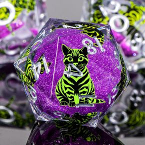 مجموعة DICE Kerwellsi Cat DND ، 7pcs Core Core Play Play Dice مع مربع الهدايا ، راتنجات متعددة الحواف D و D Dice مع مربع الهدايا D20 D12 D12 D8 D6 ، الأزرق والأرجواني Cat