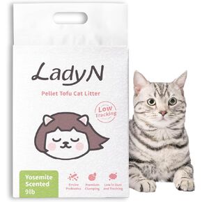 Lady N Pellet Tofu Cat Litter, Strong Clumping Ultra Absorbent, Dust-Free Low Tracking, Enviro-probiotic and Activated Carbon for Odor Control 18lb (2 Packs Unscented)