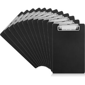 12 Pack Clipboards with Pen Holder 8.5x12.4 Black Clip Board Plastic Standard A4 Letter Size Hanging Clipboards for Classroom, Students, Kid, Woman, Office & School Supply