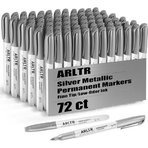 علامات دائمة من الفضة المعدنية ، 72 Pack Silver Motallic Marker Lorning For Artist ، وضع العلامات الصناعية ، الحرف اليدوية DIY ، صنع بطاقات الهدايا
