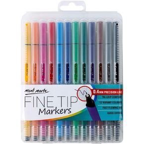 Mont Marte Fine Tip Markers Tri Grip in Case 12pce