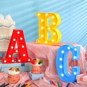 3 Pcs Large LED ABC Friend Street Party Table Decorations Story Preschool Kindergarten Photo Props Party Decor ABC Letters Light up Decor Back to School First Day of Birthday Decorations, 8. 9 Inch