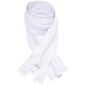 YKK® #3 Molded White Plastic Separating Zipper (2 Pieces Per Pack) (24" Inches)