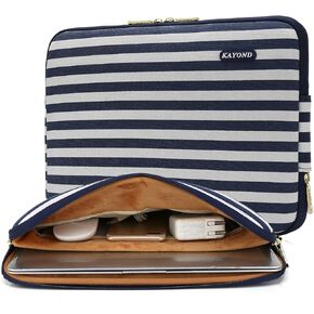 kayond Bohemian Canvas Water-Resistant 14 inch Laptop Sleeve Pocket 14.1 inch Laptop case Compatible MacBook Pro 15.4 A1707(14-14.1 inches, Breton Stripe)