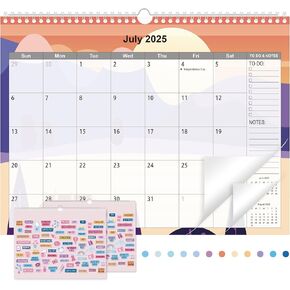 2025 Wall Calendar - Wall Calendar 2025 From Jan. to Dec. - Large Calendar 14.5'' x 11'' with Calendar Sticker - 12 Months Calendar Planner for Spiral Bound - Easily Plan Home School Office Hours