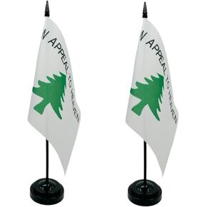 2 Pack An Appeal To Heaven table flag Decorations, Small Mini Pine Tree Flags With Stand Base Festival Events Decorations,Desk,home decoration