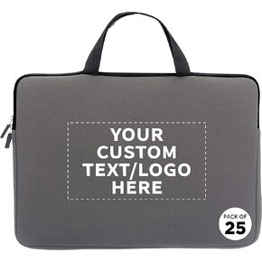 Custom Aston Neoprene Laptop Sleeves with Handles Set of 100, Personalized Bulk Bulk Pack - Electronic Device Protector, Perfect for Individuals on The Go - Black