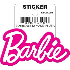 Ata-Boy Barbie Logo White Pink Outline Die Cut 3" Vinyl Sticker