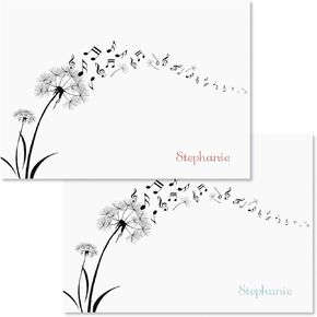 Dandelion Notes Personalized Note Cards - 24 Cards with White Envelopes, 4¼ x 5½ Inch Size, Blank Inside, Add a Name, For Thank You Notes, or Graduation Gifts