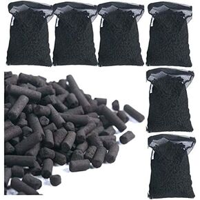 Wave Point 6 lbs Premium Grade Virgin Activated Carbon Charcoal Pellets in 6 Mesh Bags for Aquarium Fish Tank Koi Reef Filters, Total 6 lbs (6 Bags), 1.19 Gallon