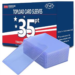 JohnBee Card Sleeves - 3"x4" Hard Plastic Top Loaders for Cards - Trading Card Sleeve & Baseball Card Holder - Premium Topload Ablum Photocard Holder for Sports, Game & Kpop Cards (100Soft+100Hard)