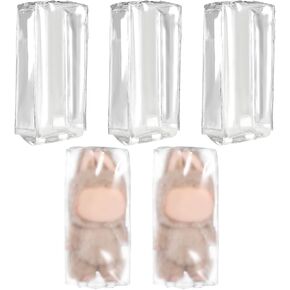 5pcs Clear Figure Display Bags with Snap Closure, 2.95x1.97x6.5in PVC Dust-Proof Protective Case Covers Holder Accessories for Plush Dolls, Anime Toys, Collectible Charms & Figures