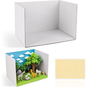 4 Pcs Diorama Box, Cardboard Diorama Box Kit for Display with Double Sided Tapes, Diorama Supplies for DIY School Project and Creative Display