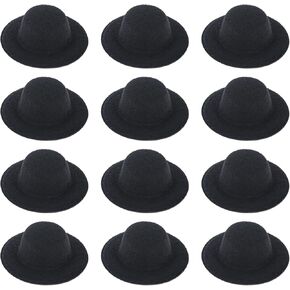 ASUNFO 12 Pcs Mini Top Hat Miniature Tiny Formal Hats Felt Colorful for Crafts Doll Accessories Christmas Party Ornaments 12 Colors 2.3"