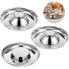 3 Pack Stainless Steel Puppy Bowls 10 Inch Puppy Feeders for Litter Small Dog Pet Weaning Bowls (10 Inch)
