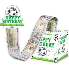 Soccer Birthday Money Gift Boxes for Cash, Sports Soccer Birthday Money Pull Box for Boys Girls