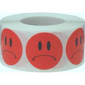 Sad Face Stickers Red Frowny Face Labels 1 Inch 500 Total Adhesive Stickers