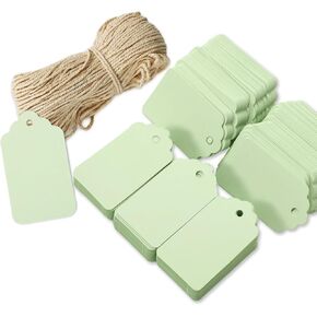 Whaline 500Pcs Sage Green Gift Tags Green Paper Tags Blank Hanging Labels with Hemp Rope Marking Tags Writable Merchandise Lables for Wedding Baby Shower Birthday Party DIY Crafts Supplies