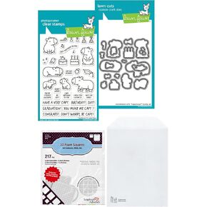 Lawn Fawn Capybaras 4"x6" Clear Stamp Set, Coordinating Dies, Scrapbook Adhesives Foam Squares, Carnora Storage Pocket