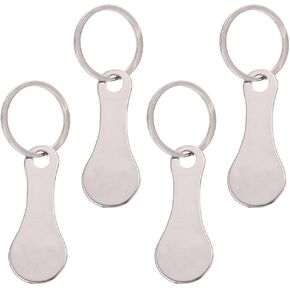 4Pcs Stainless Steel Shopping Cart Keychain Tokens - Portable Trolley Removers for Grocery Carts, Unique Key Ring for Easy Use and Stylish Decoration