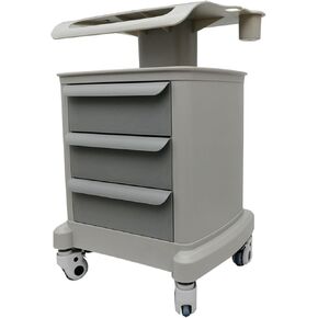 3 Drawers Mobile Trolley Cart ABS Plastic Mobile Trolley Storage Cart with Dividers and 2 Brake Casters for Ultrasound Imaging Scanner Load Capacity 66 LBS