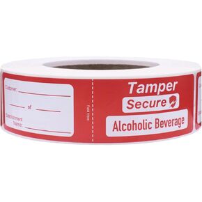 Alcoholic Beverage Tamper Evident Proof Seals for Food Safety - to-Go Drink Stickers with Secure, Easy to Peel Stickers, 1.5 x 6 Inch, 500 Total Labels on a Roll