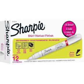 Sharpie Tank Paint Marker, Medium Tip, White, 12/Pack (2107614)