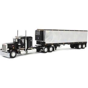 First Gear 1/64 Black & Chrome Peterbilt 359 with 40ft Vintage Reefer Trailer, DCP 60-2043