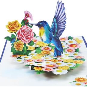 Airpark Hummingbird Pop Up Birthday Card, 3D Popup Greeting Card, Birthday Cards for Women, Pop Up Cards with Envelope, Mother's Day, Father's Day, Anniversary Card