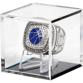 Championship Ring Display Case, Clear Tournament Championship Ring Holder Box, Acrylic Display Easel Box and Stand Holder for Baseball Ball Games Championship Rings Cheer Leading Rings, 2Pcs