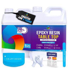 CRAFT RESIN 1 Gallon Tabletop Epoxy Resin Kit – 1:1 Mix, Crystal Clear & High Gloss, UV Resistant, Self-Leveling Resin Epoxy for Countertops, Wood Casting, and Art