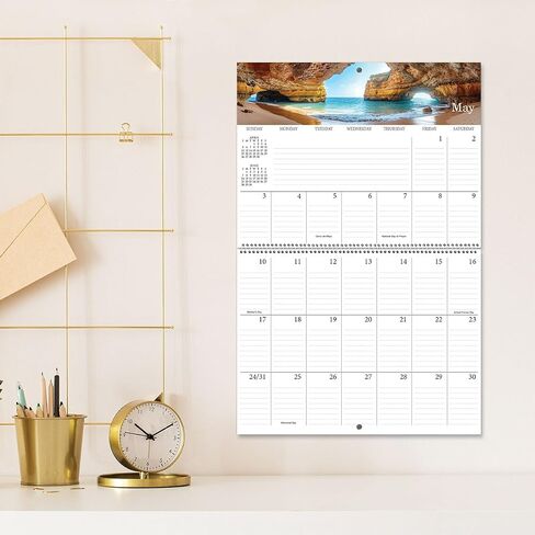2026 Seasons Big Grid Wall Calendar, 12-Inch x 9-Inch Size Closed, 18-Inch Size Open, Large Bookstore-Quality, Spiral-Bound Hanging Monthly Calendars for Kitchen & Office, by Current in Saudi Arabia